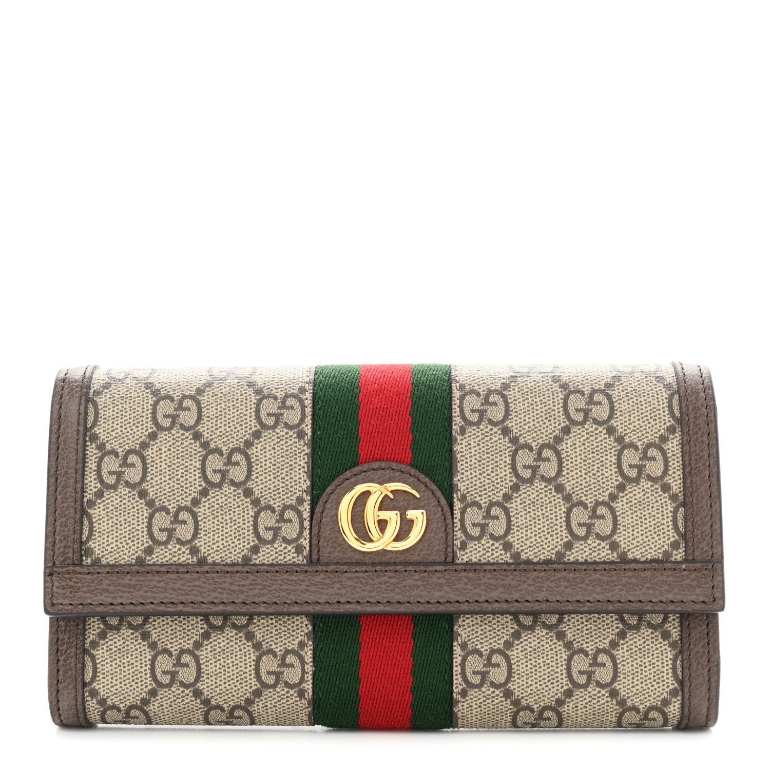 Gucci GG Supreme Monogram Web Ophidia Continental Wallet Brown