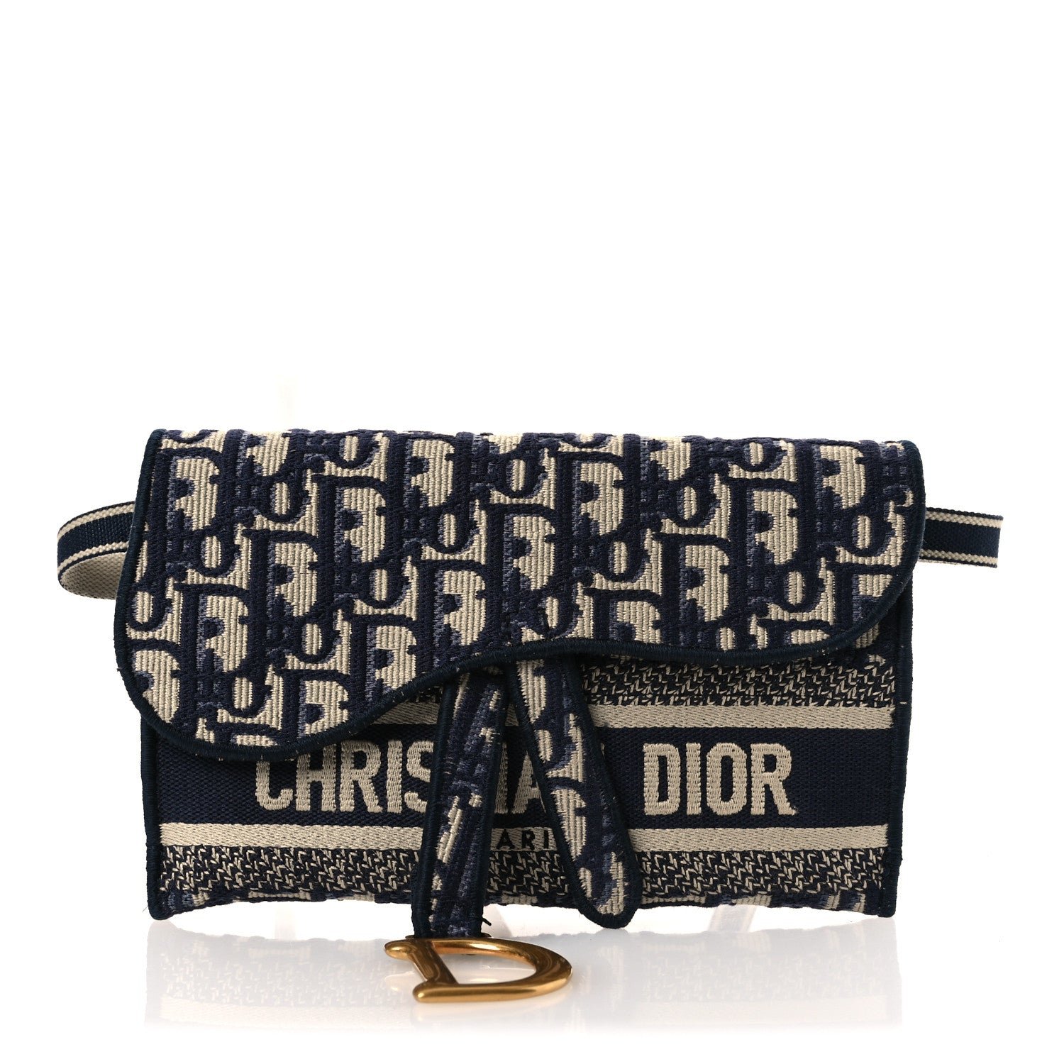 Christian Dior Oblique Slim Saddle Pouch Blue