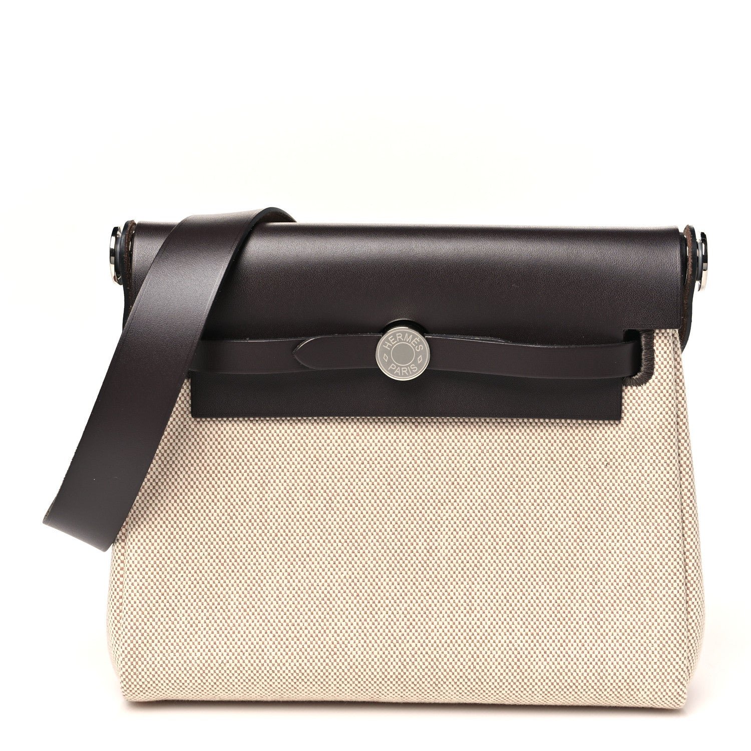 Hermes Military Toile Vache Hunter Herbag Zip Retourne 20 Ecru Beige Ebene Ecru Beige Ebene