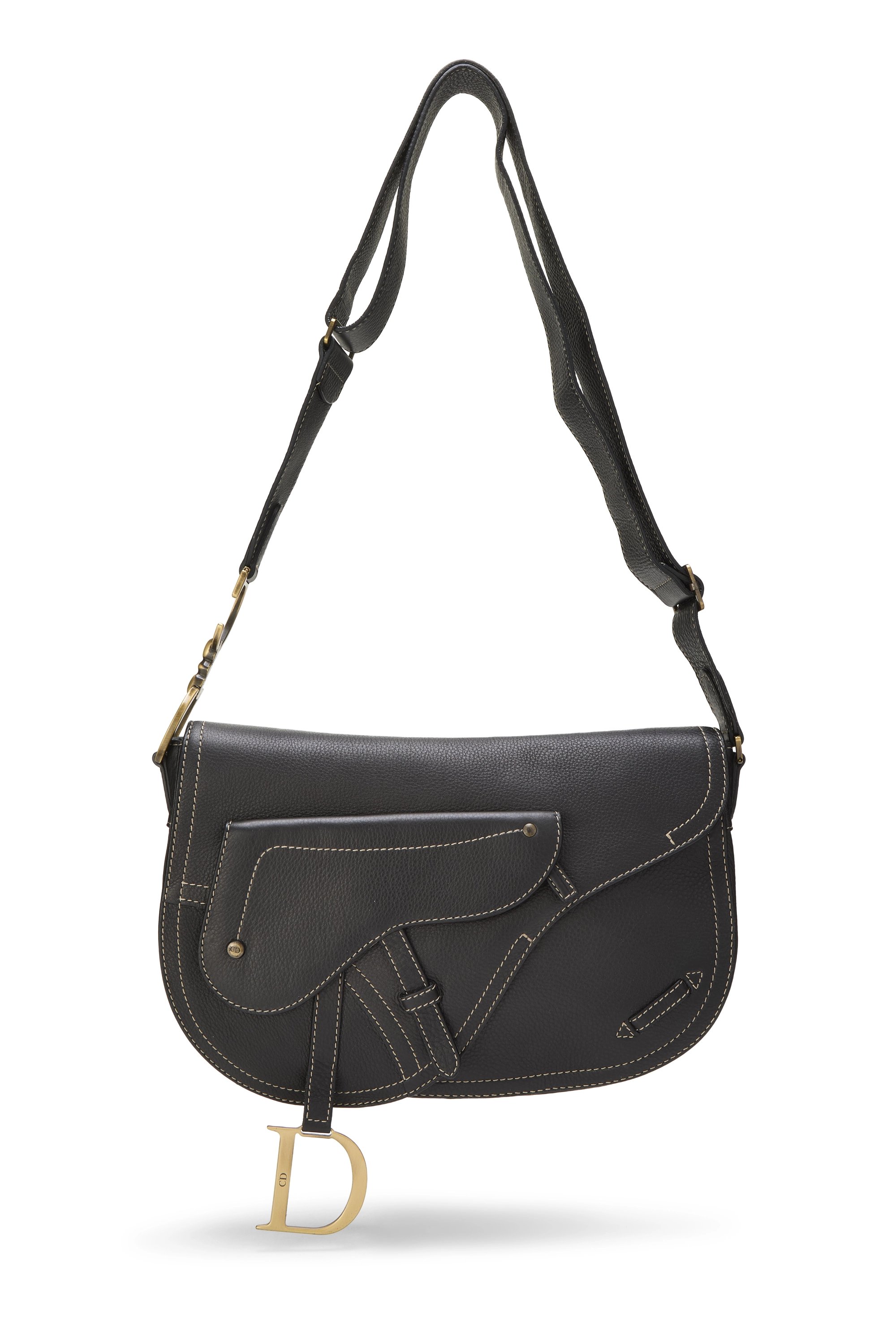 Black Calfskin Saddle Messenger