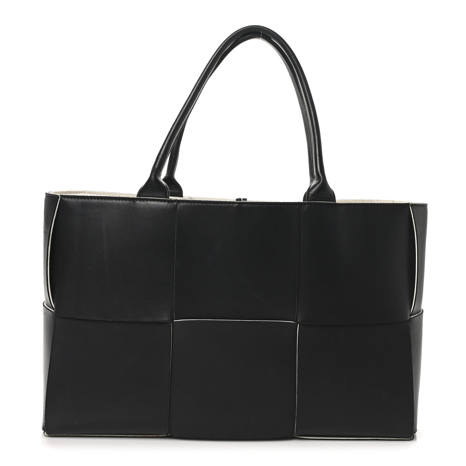 Bottega Veneta Nappa Maxi Intrecciato Medium Arco Tote Black White
