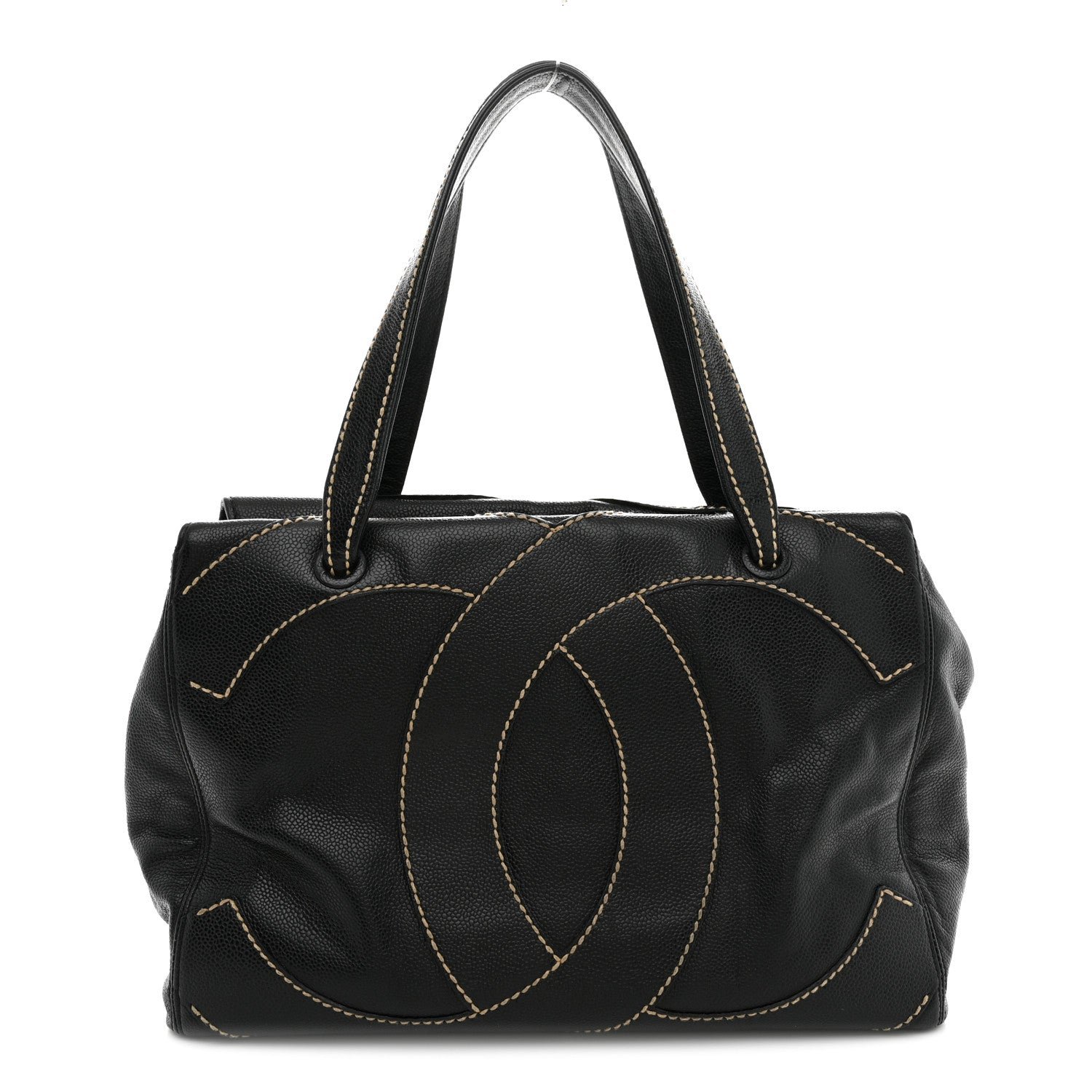 Chanel Caviar CC Stitched Medium Tote Black