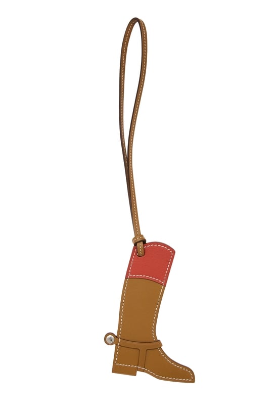 Natural & Capucine Swift Leather Paddock Boot Bag Charm