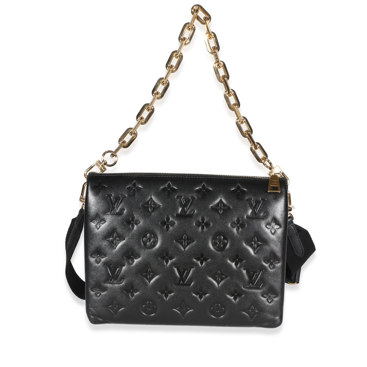 Black Monogram Embossed Lambskin Coussin PM