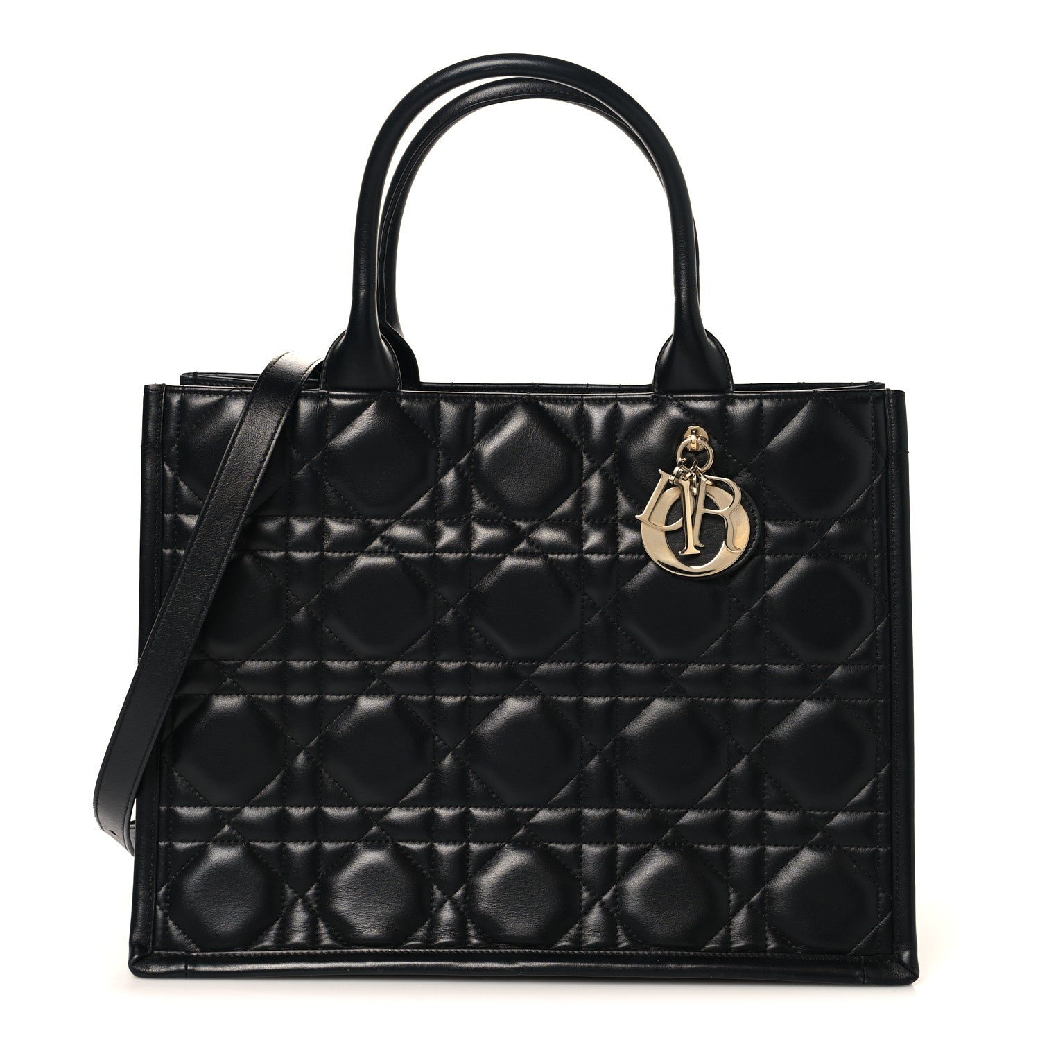 Christian Dior Calfskin Macro Cannage Medium Book Tote Black