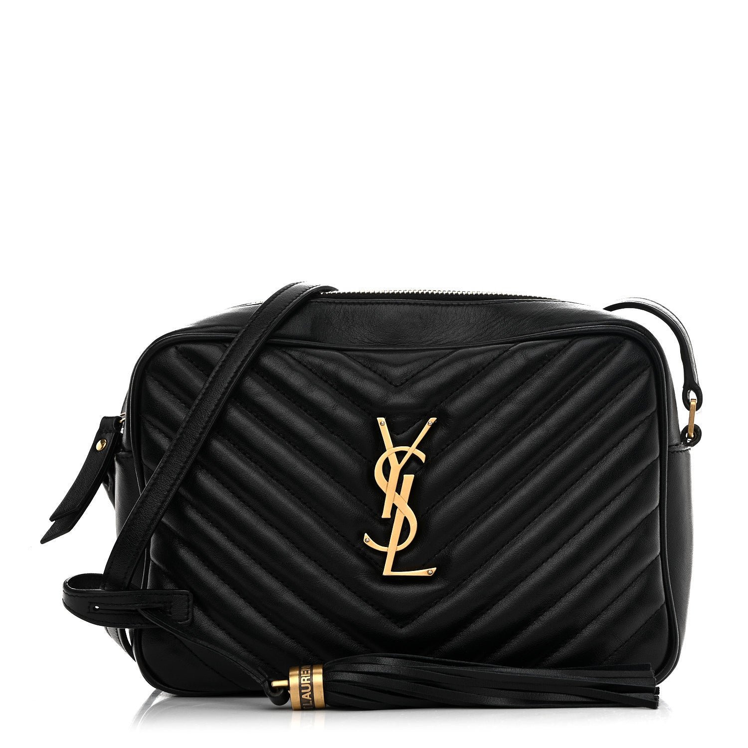 Saint Laurent Calfskin Matelasse Monogram Lou Camera Bag Black