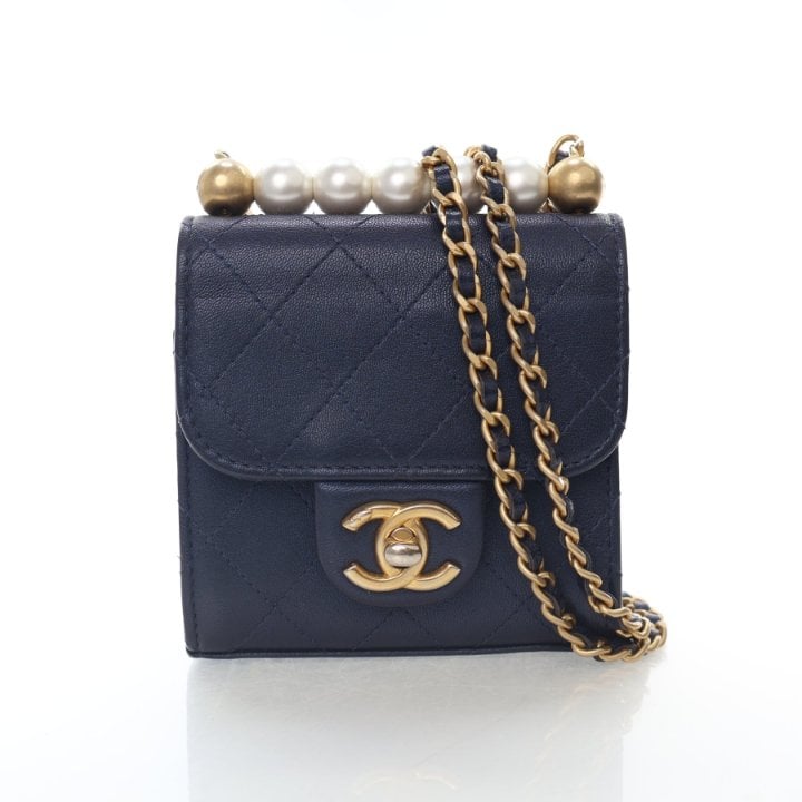 Chanel Mini Goatskin Chic Pearls Flap Clutch