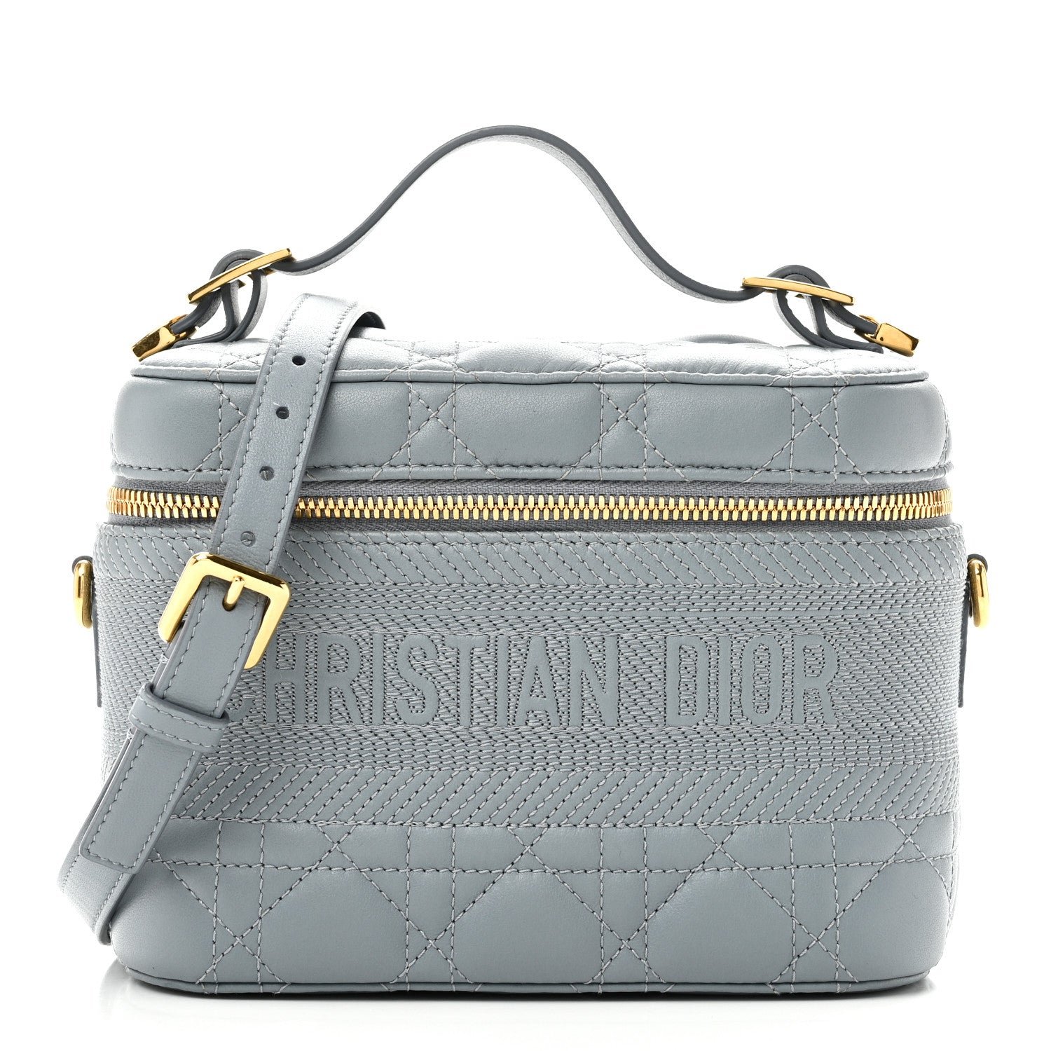 Christian Dior Lambskin Cannage Small Diortravel Vanity Case Cloud Blue