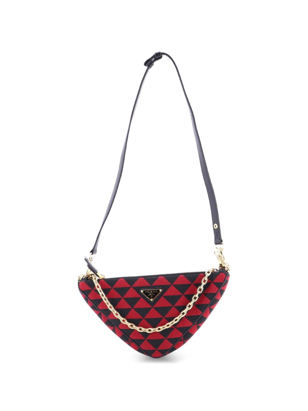 Double Symbole Triangle Bag Leather and Jacquard Mini shoulder bag