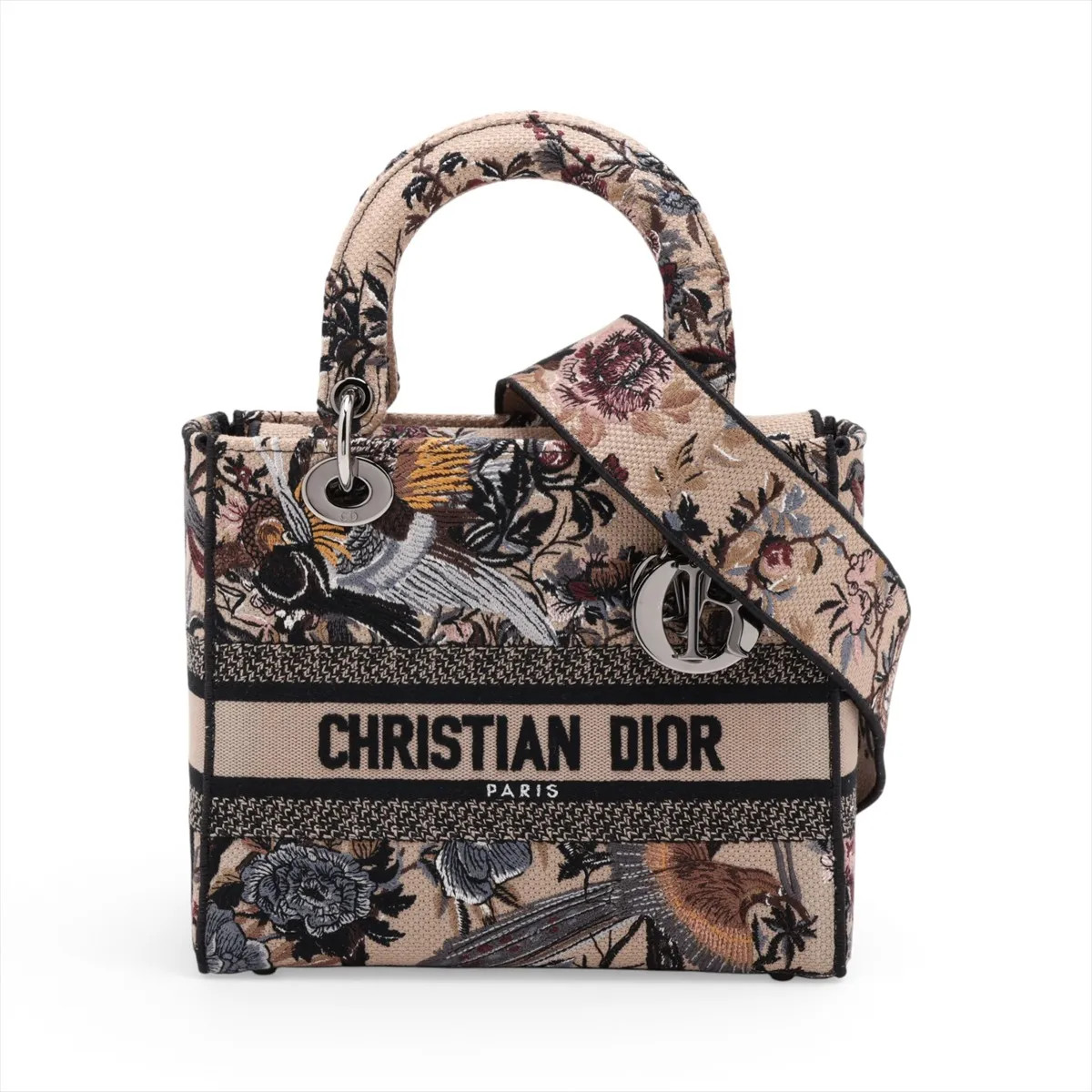 Christian Dior Lady Dee Light Medium canvas 2 Way Handbag Beige