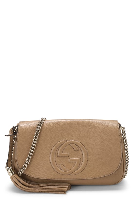 Beige Grained Leather Soho Crossbody