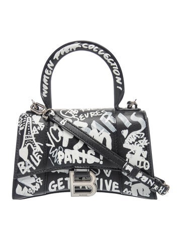 Leather Graffiti Hourglass XS Handle Bag XS