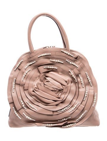 Faux Pearl Top Handle Bag