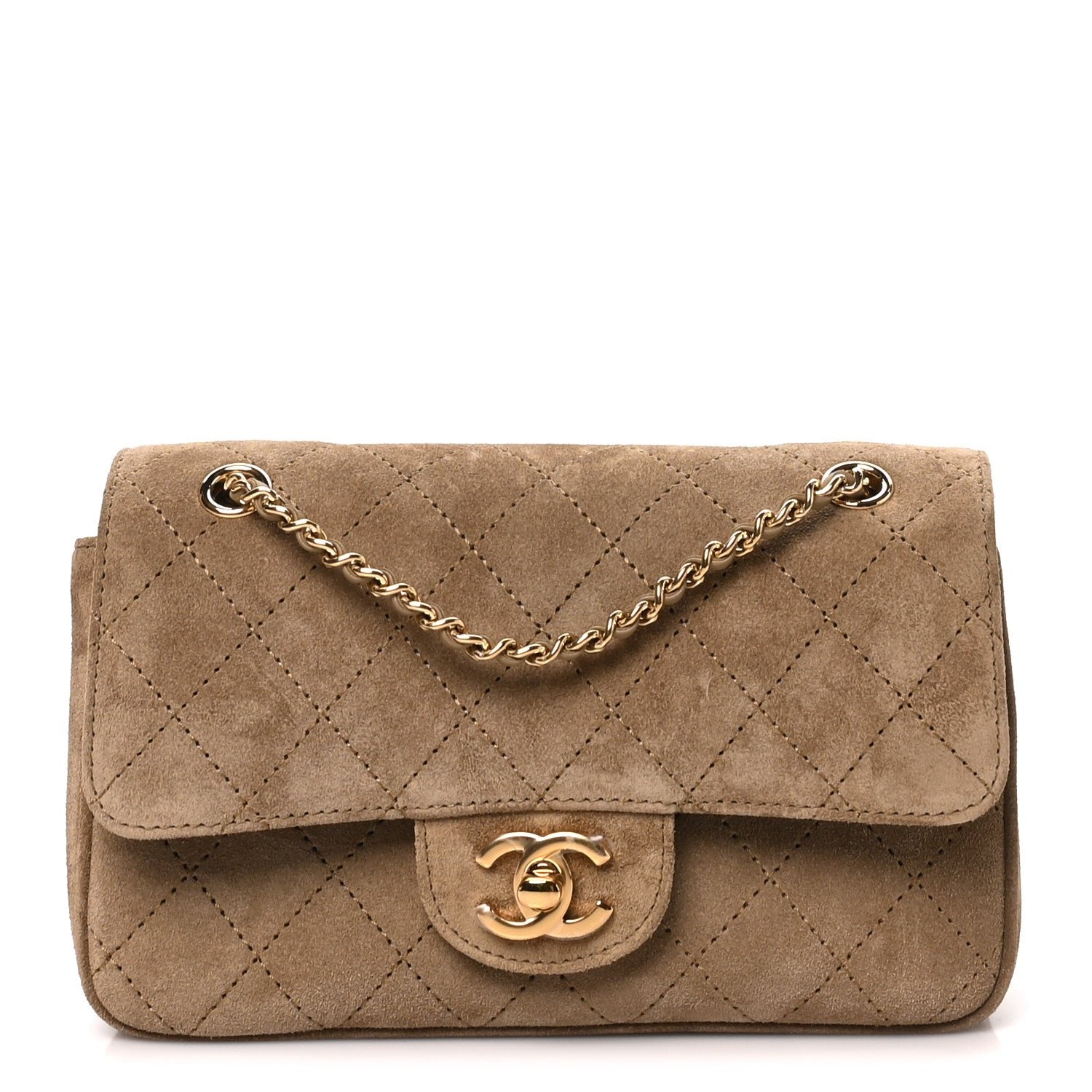 Chanel Suede Calfskin Mini Souplissimo Flap Dark Beige