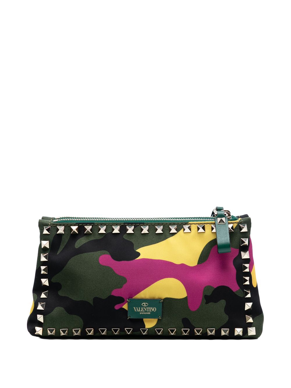 Valentino Garavani 2000-2017 Nylon Rockstud Camouflage Double Zip clutch bag