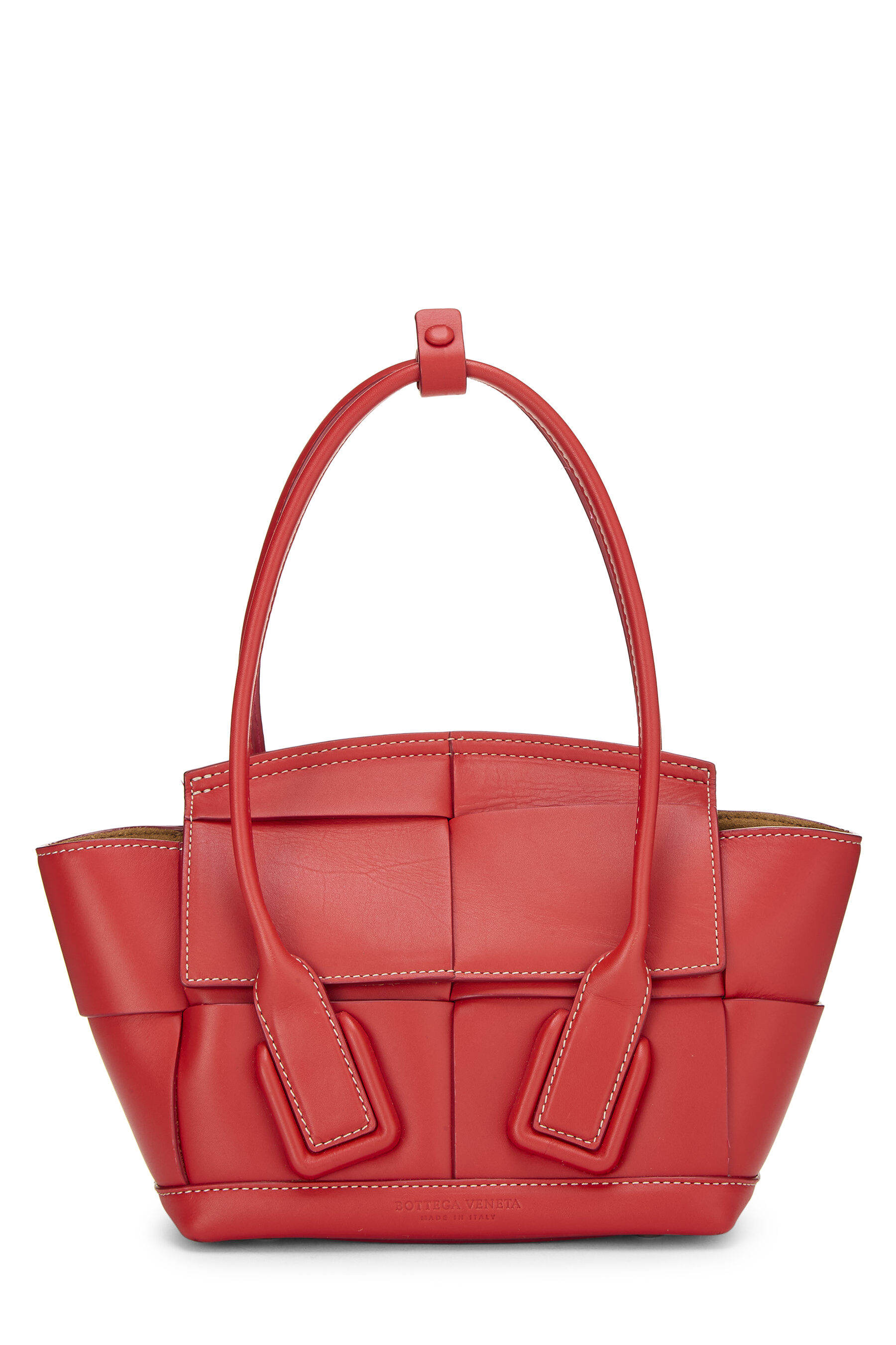 Bottega Veneta Red Calfskin Maxi Intrecciato Arco 33 Green Mini