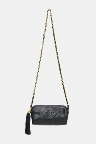 Vintage Leather Mini Barrel Tassel Bag