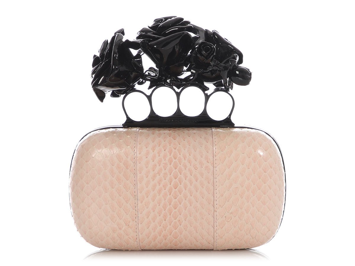Alexander McQueen Alexander McQueen Snakeskin Roses Handle Clutch