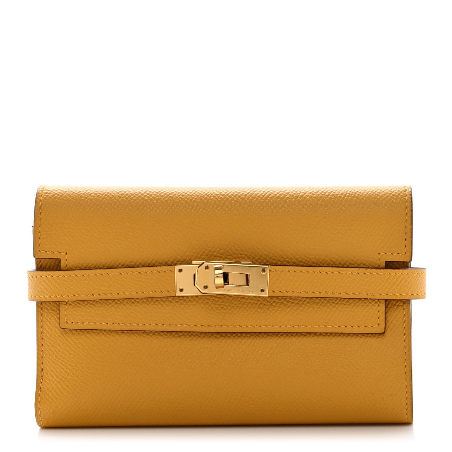Hermes Epsom Medium Kelly Wallet Jaune Ambre