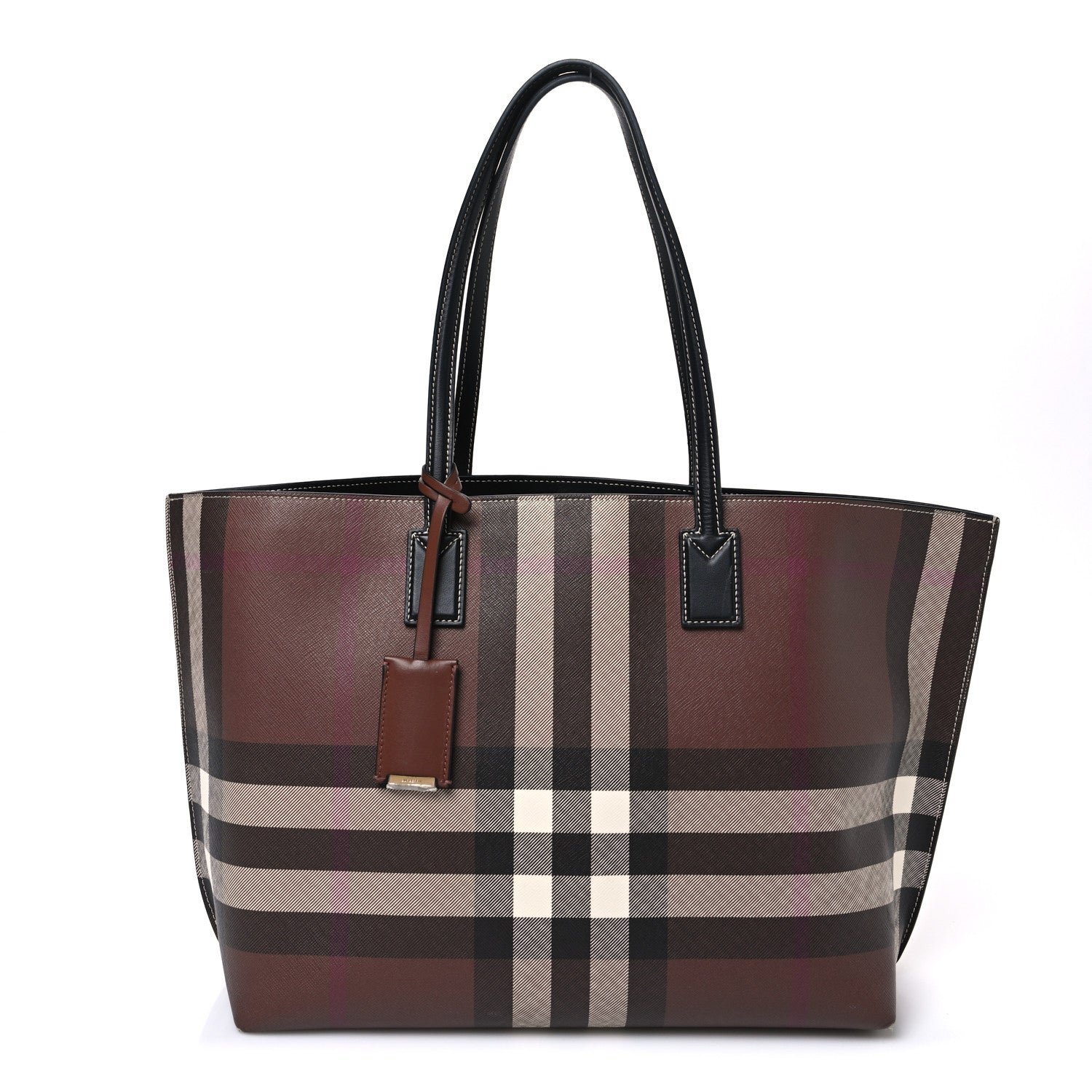 Burberry E-Canvas Check Medium Soft TB Tote Dark Birch Brown