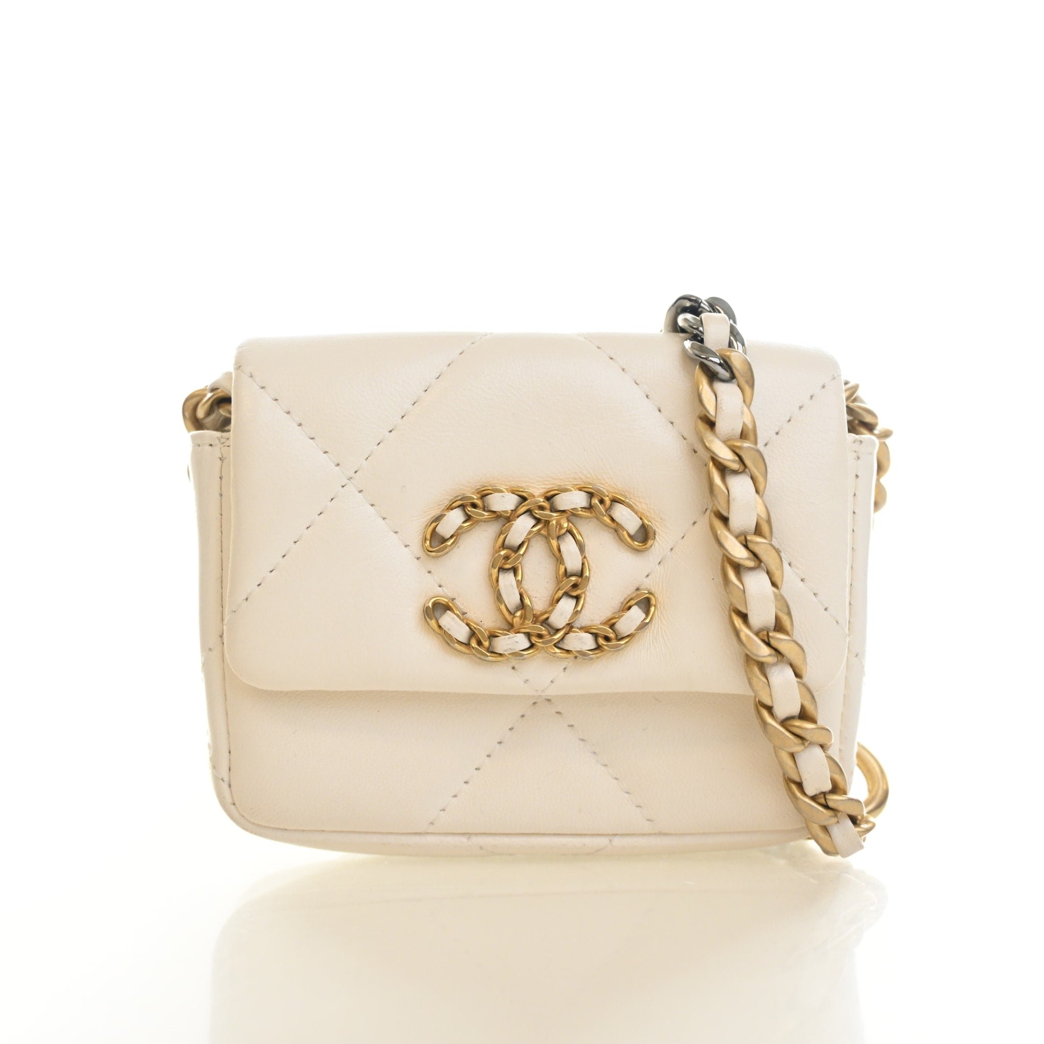 Chanel Lambskin 19 Card Holder On Chain