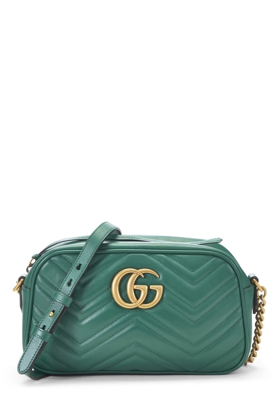 Green Leather GG Marmont Crossbody Small