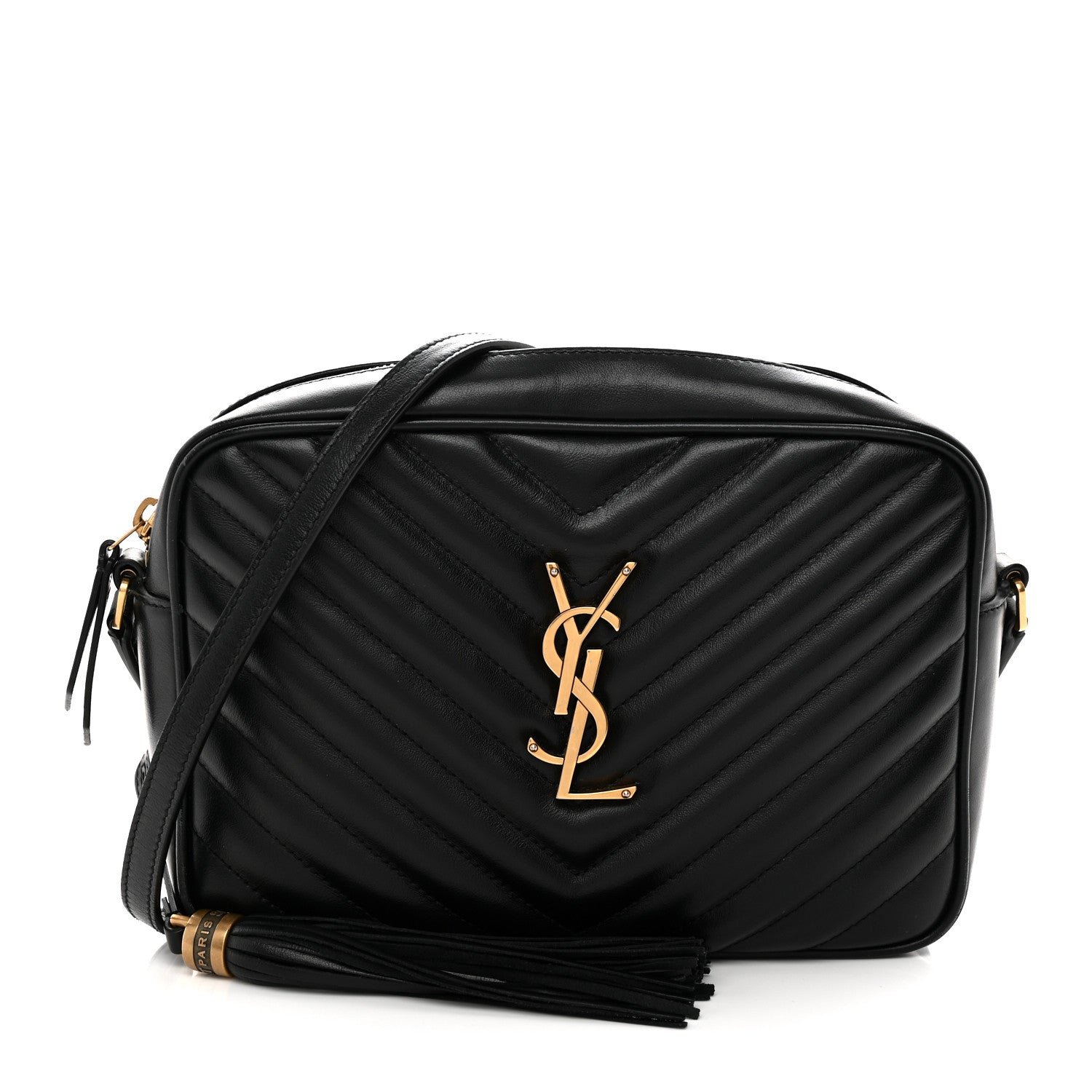Saint Laurent Calfskin Matelasse Monogram Lou Camera Bag Black