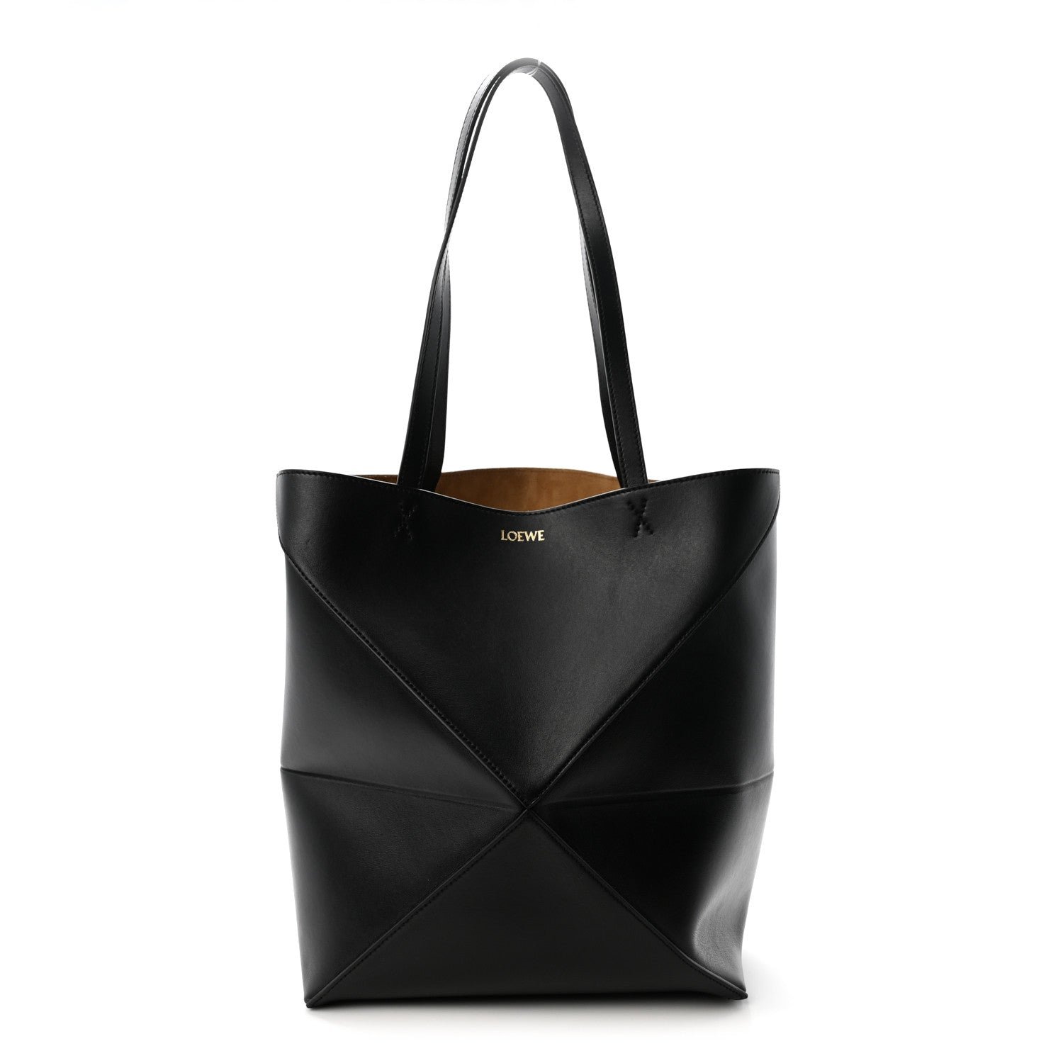 Loewe Loewe Shiny Calfskin Medium Puzzle Fold Tote Black