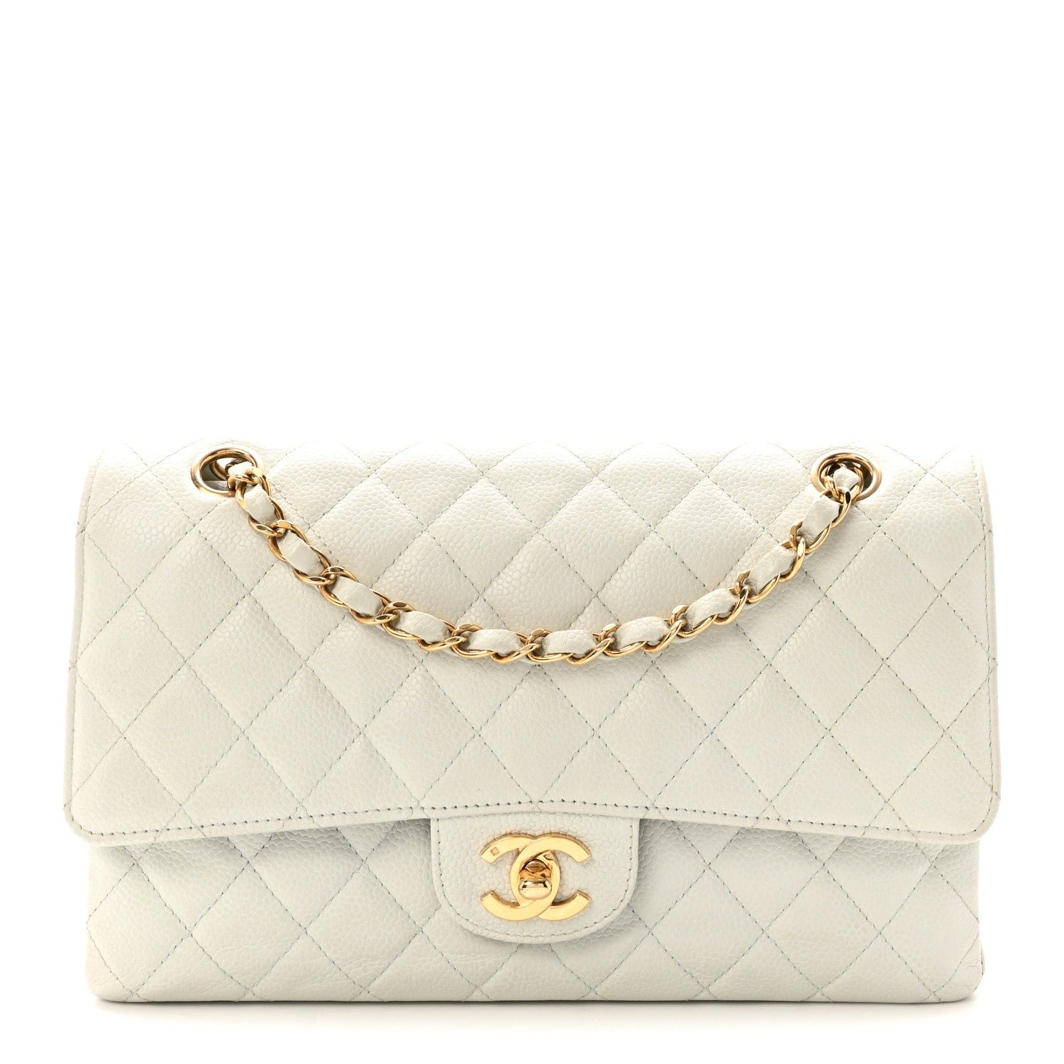 Chanel Caviar Quilted Medium Double Flap Light Blue