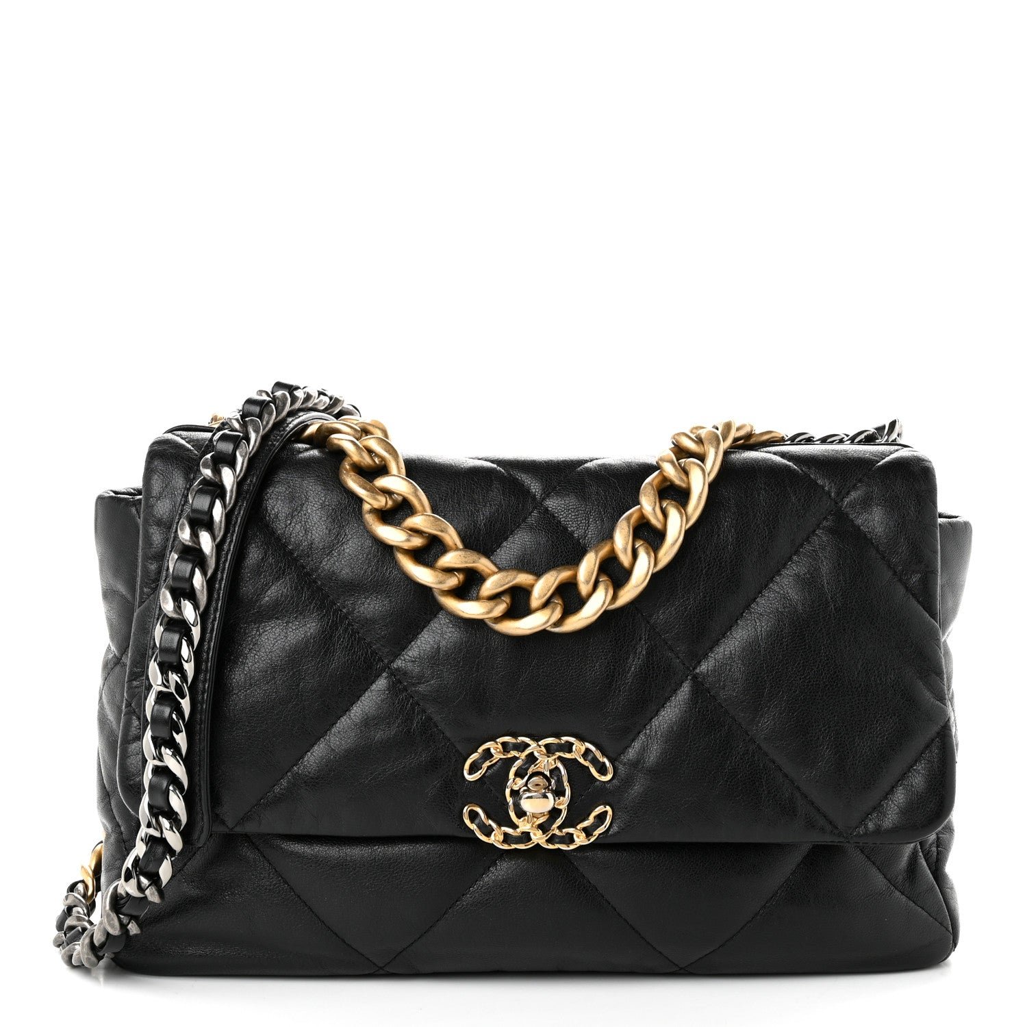 Chanel Lambskin Quilted Large Chanel 19 Flap Black