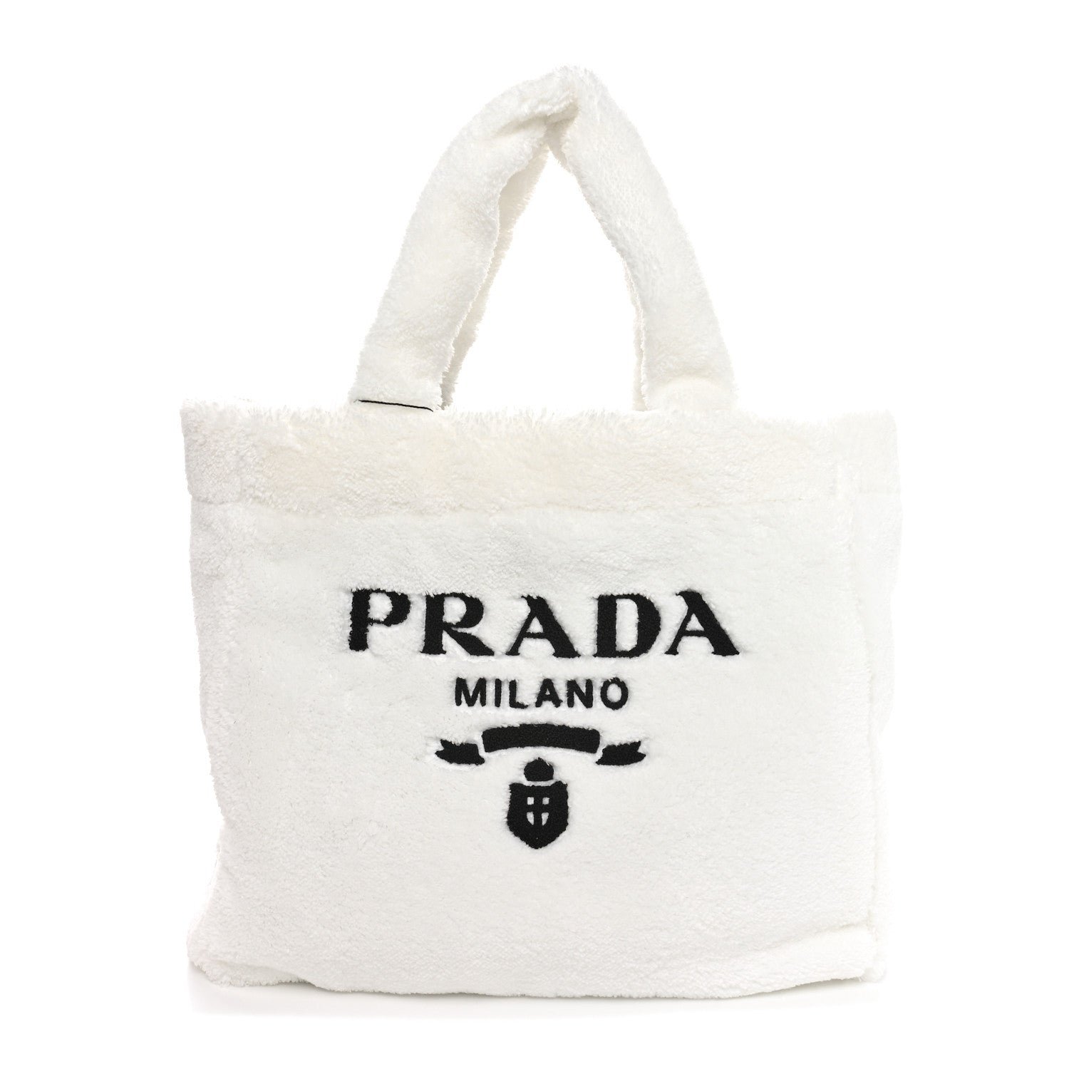 Prada Terry Cloth Tote Bag White Black