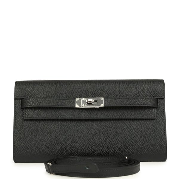 Hermes Hermes Kelly Wallet To Go Black Epsom Palladium Hardware