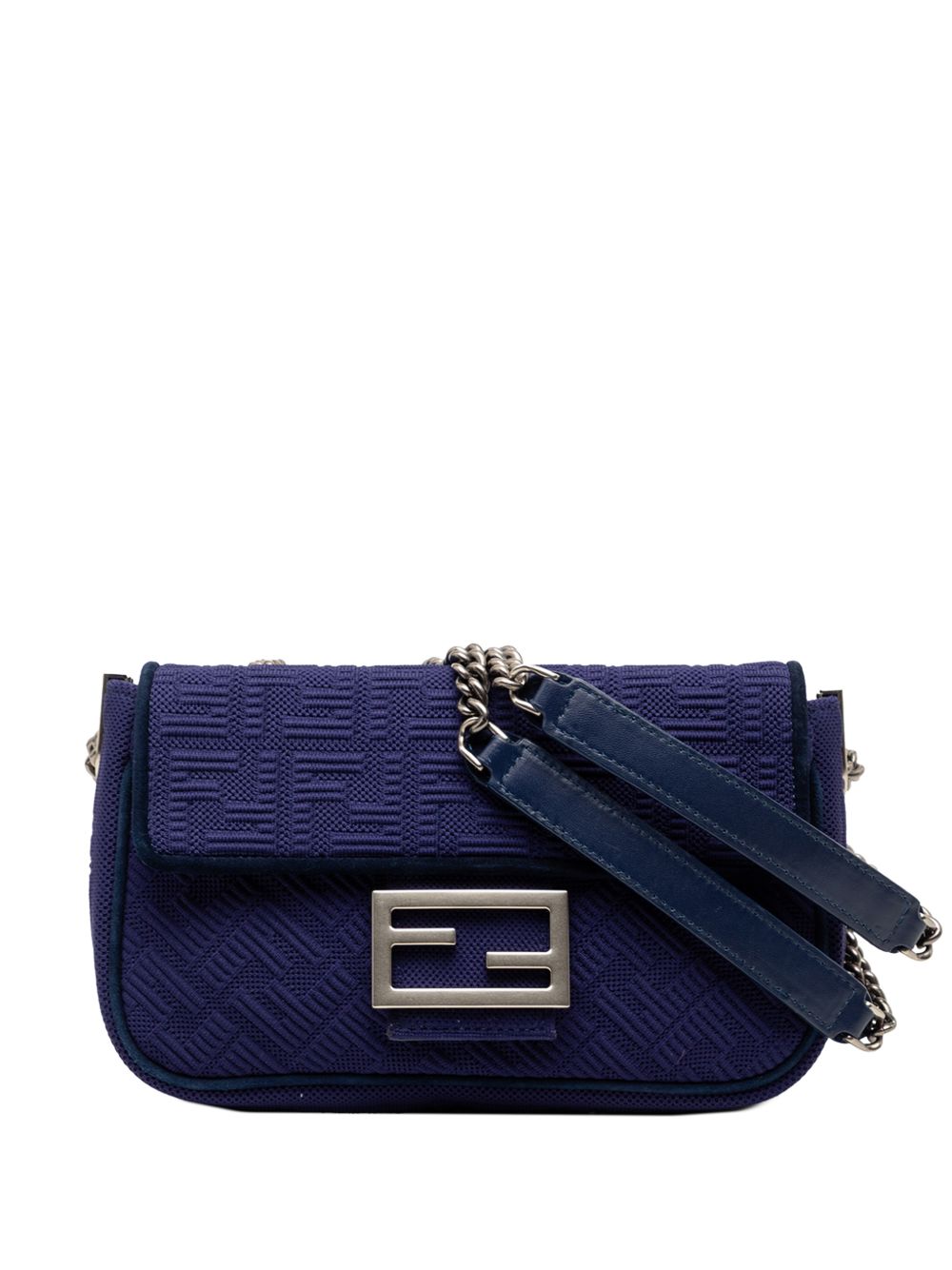 2000-2025 Zucca Embossed Technical Fabric Chain Midi Baguette shoulder bag