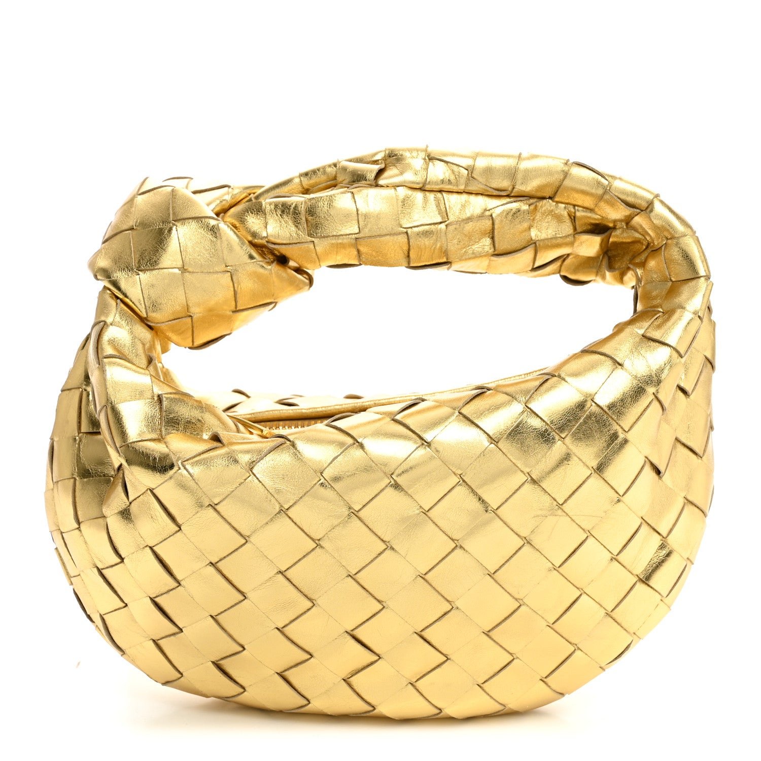Bottega Veneta Metallic Nappa Intrecciato Mini Jodie Gold