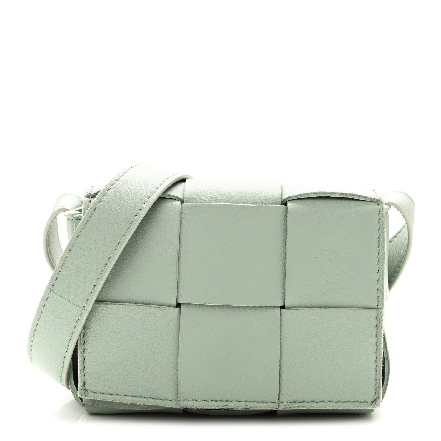 Bottega Veneta Lambskin Maxi Intreccio Candy Cassette Crossbody Bag Sage