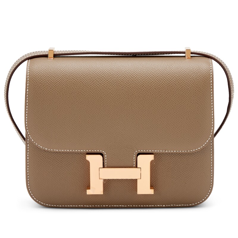 Etoupe Epsom Mini Constance 18 Rose Gold Hardware, 2022