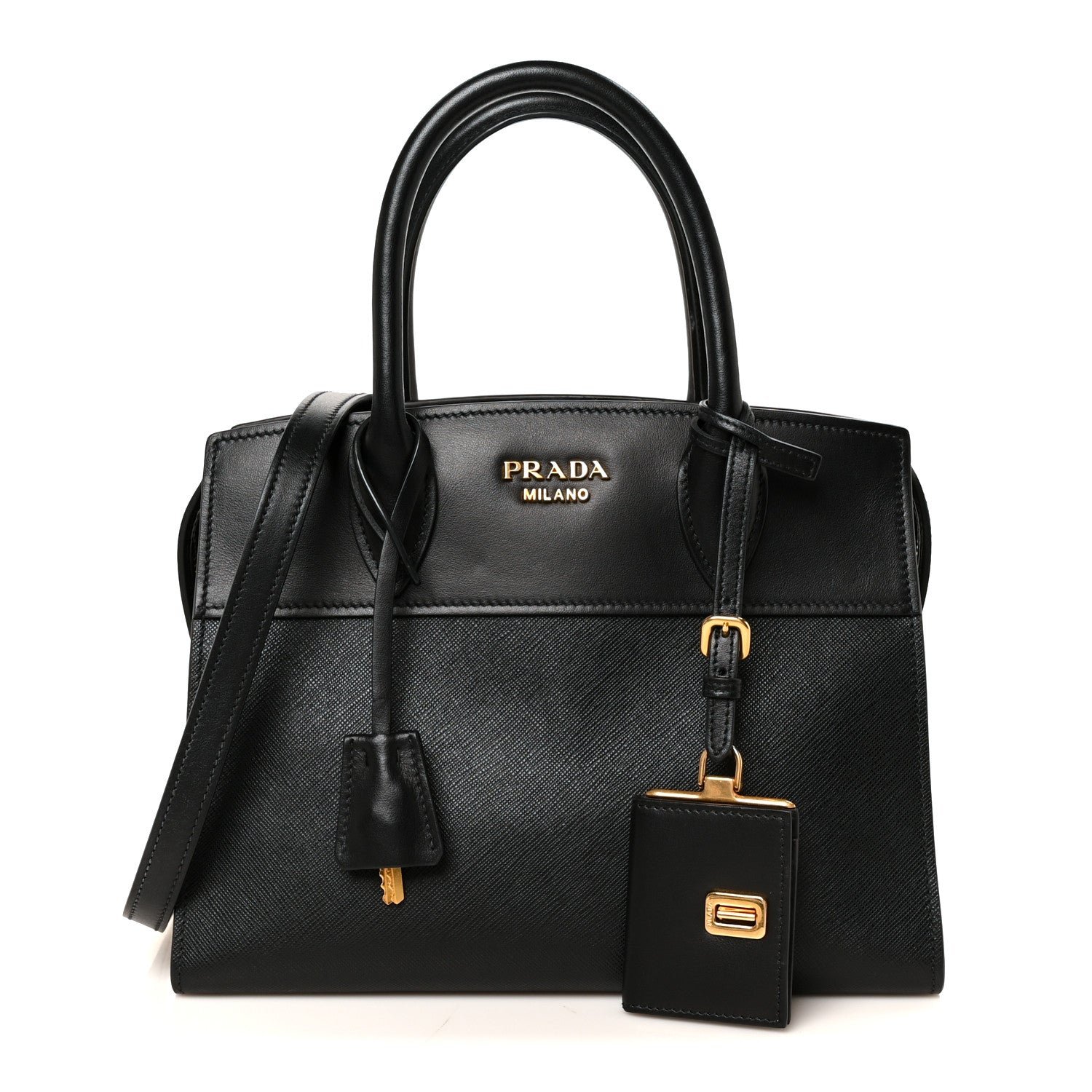 Prada Saffiano City Calfskin Small Esplanade Black