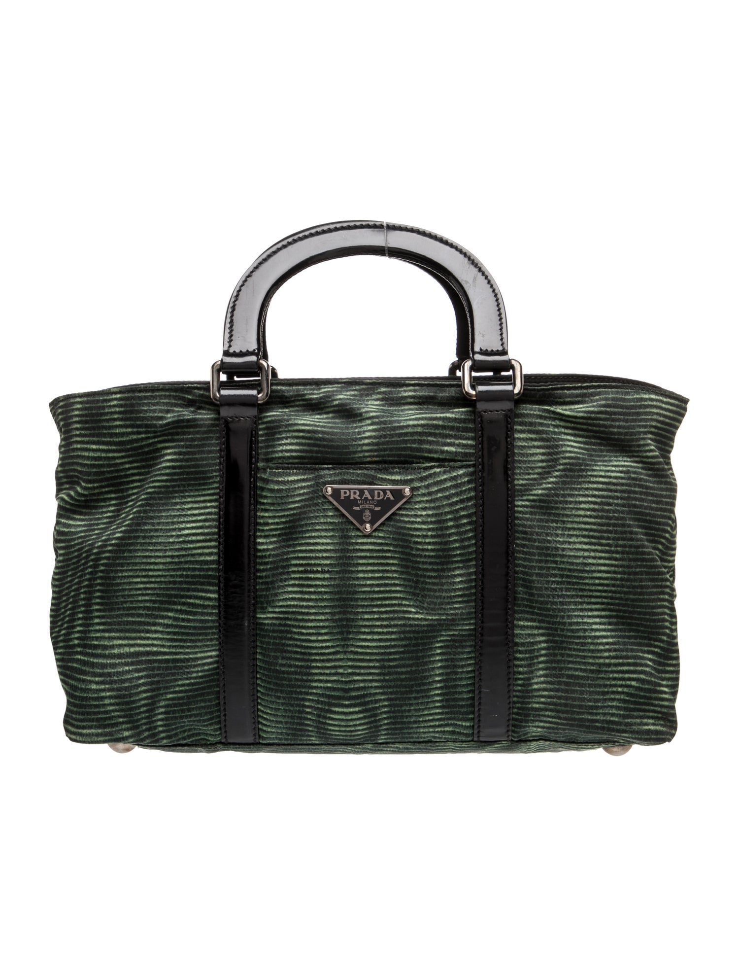 Enameled Metal Triangle Top Handle Bag