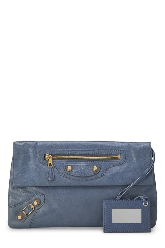 Blue Agneau Giant 12 Envelope Clutch