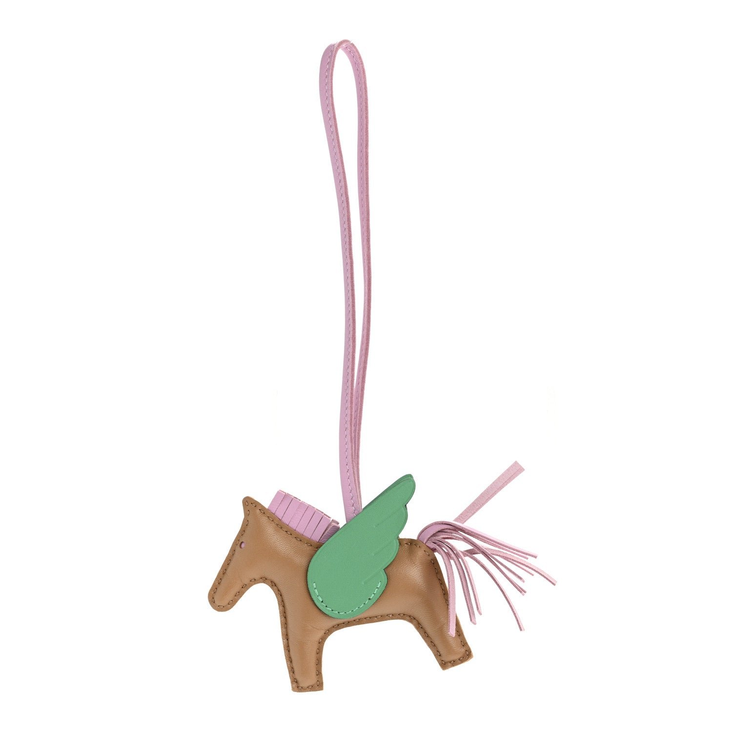 Hermes Milo Lambskin Grigri Rodeo Pegase Horse Bag Charm PM Chai Mauve Sylvestre Menthe