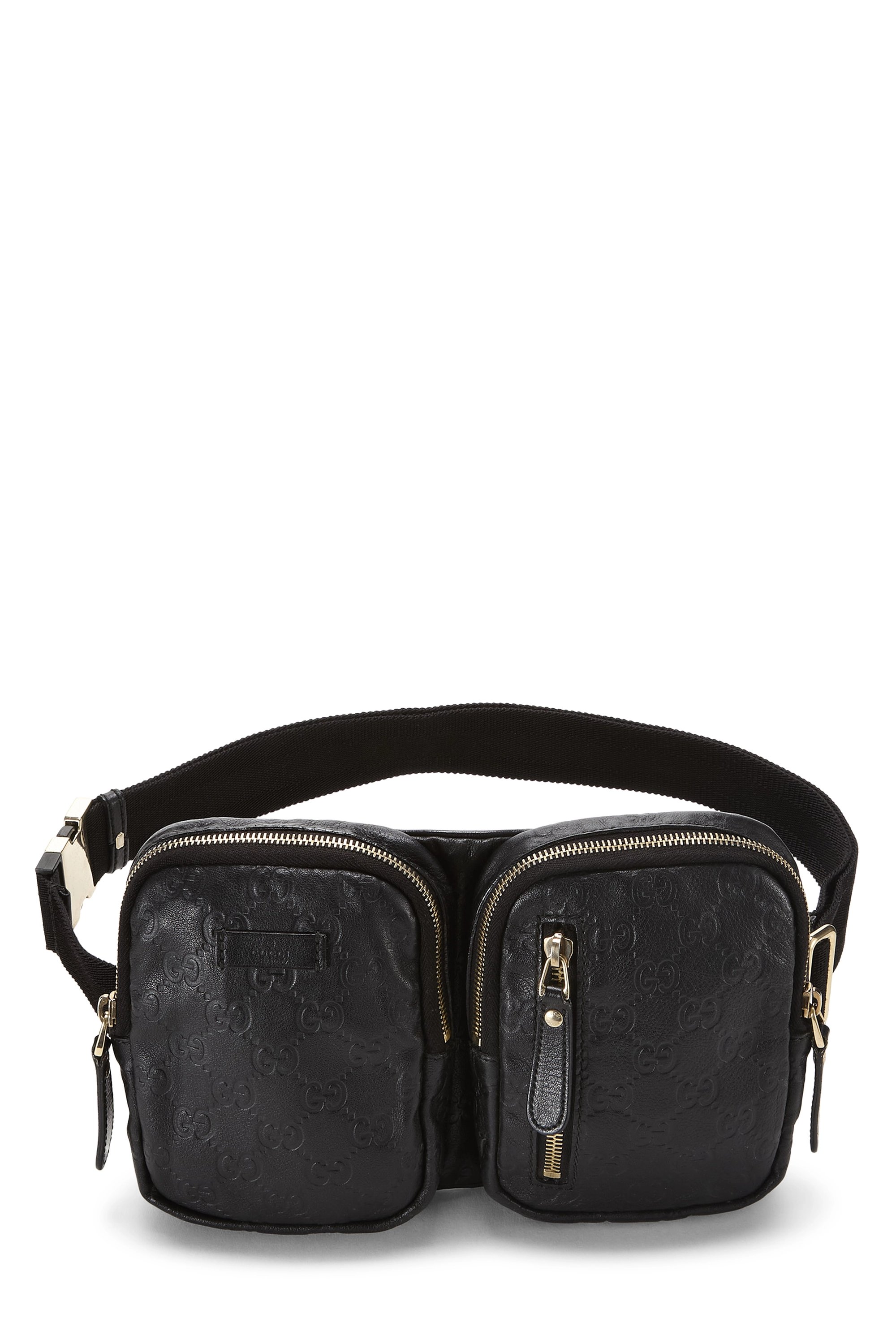 Black Guccissima Double Pocket Waist Pouch Small