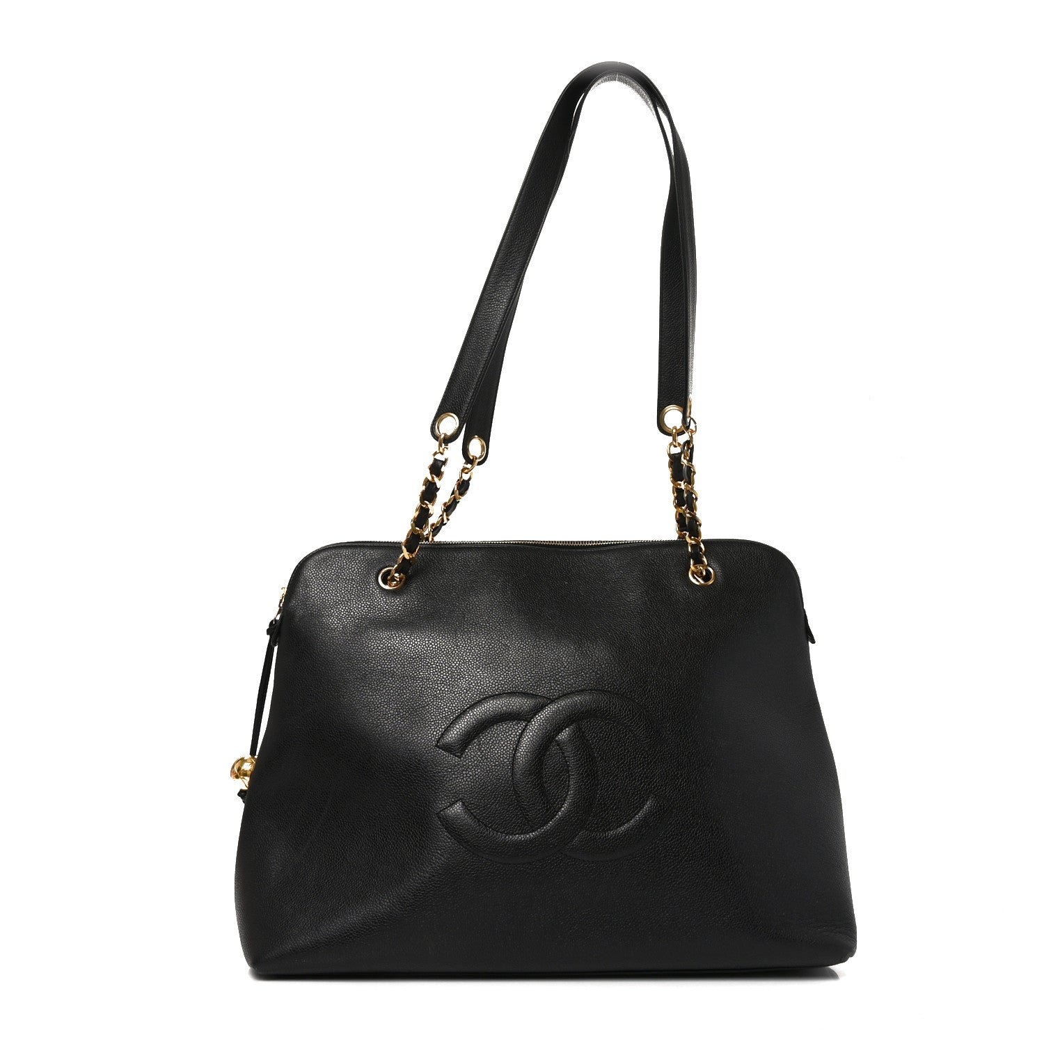 Chanel Caviar Large CC Shoulder Bag Black