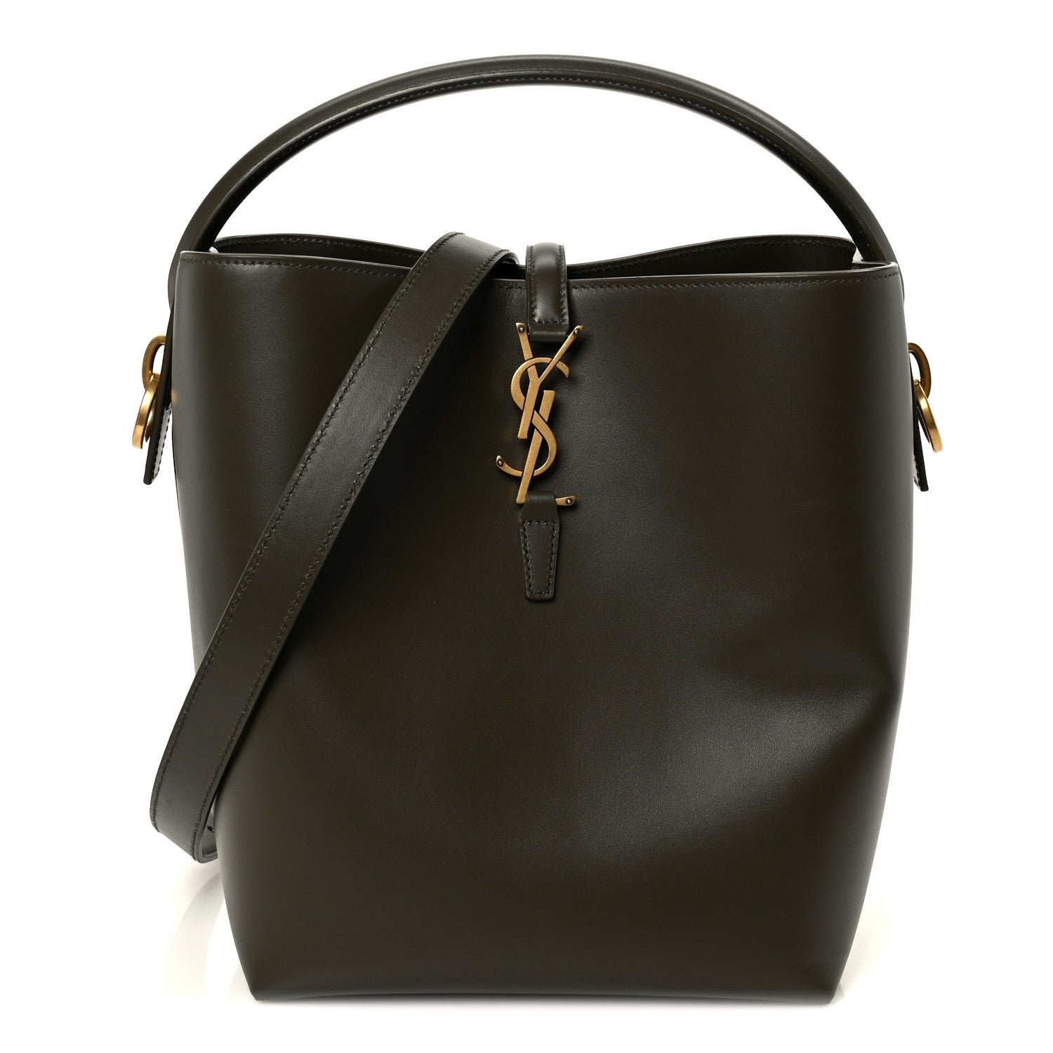 Saint Laurent Shiny Calfskin Le 37 Bucket Bag Deep Musk