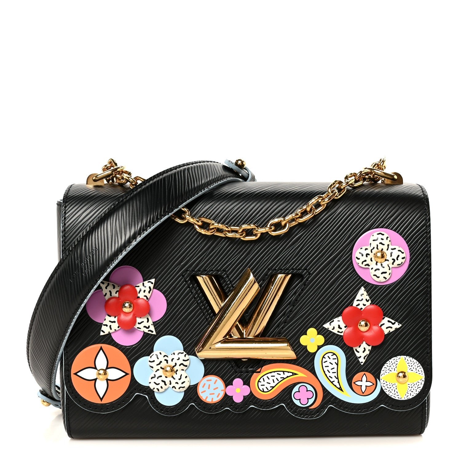 Louis Vuitton Epi Blooming Flowers Twist Shoulder Bag MM Black