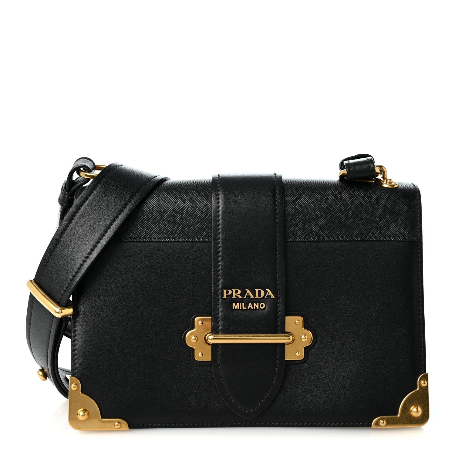 Prada City Calf Saffiano Large Cahier Bag Black