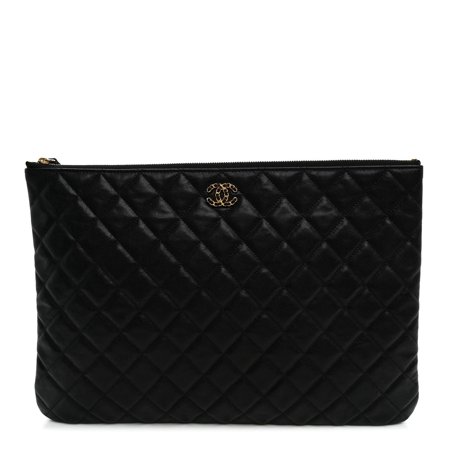 Chanel Lambskin Quilted Large Cosmetic Case Black