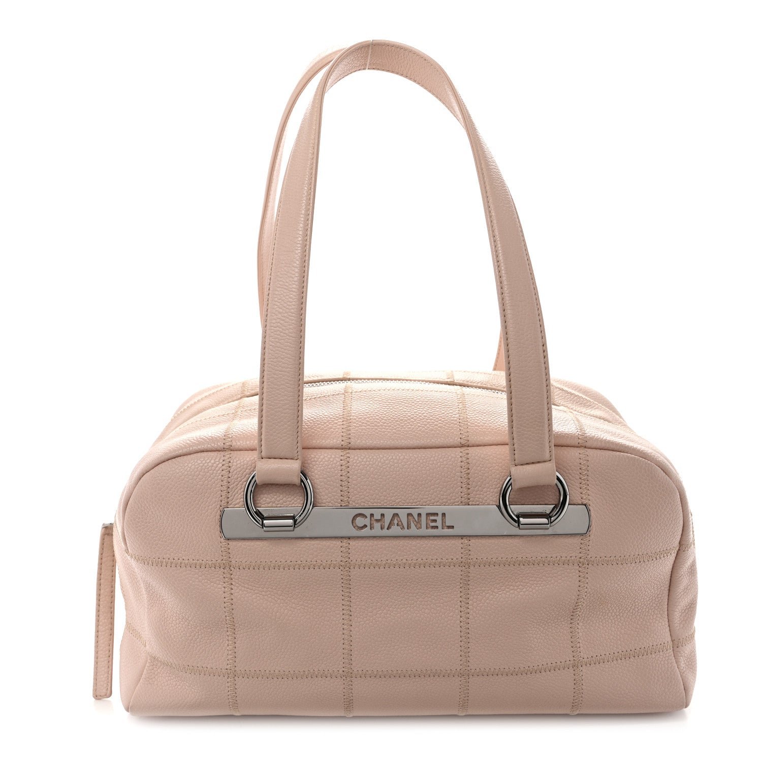 Chanel Caviar Square Stitched Bowler Pink