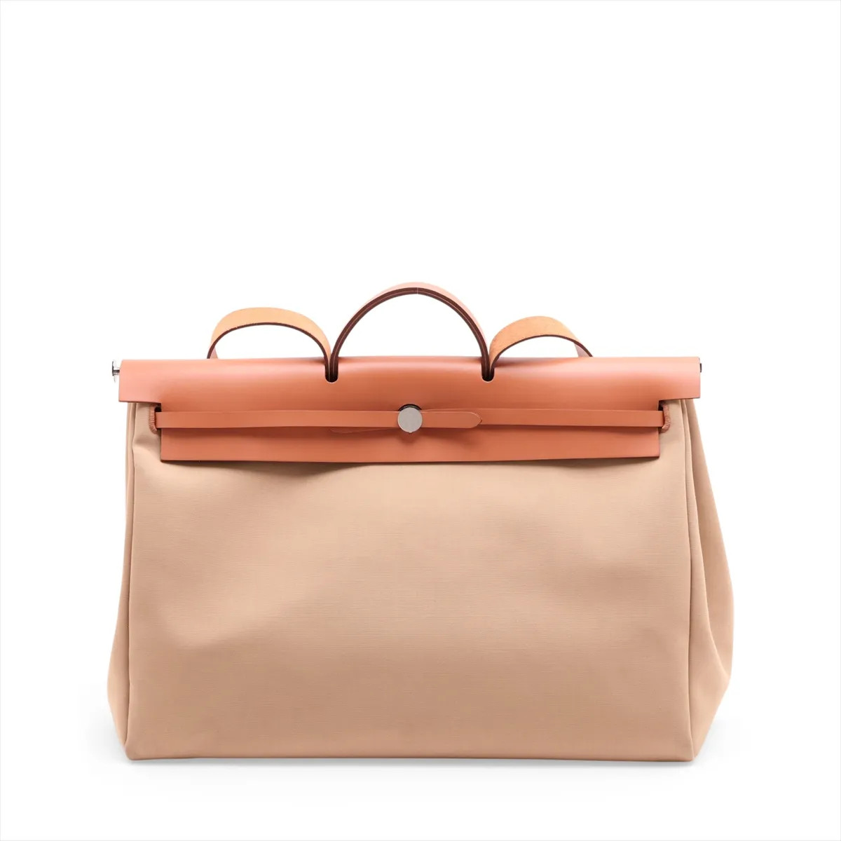 Hermès Ale Bag Zip GM Toile Officier × Vache Hunter Beige x natural sable Silver