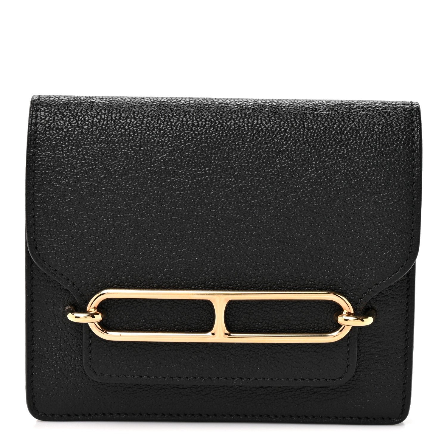 Hermes Chevre Mysore Roulis Slim Wallet Black