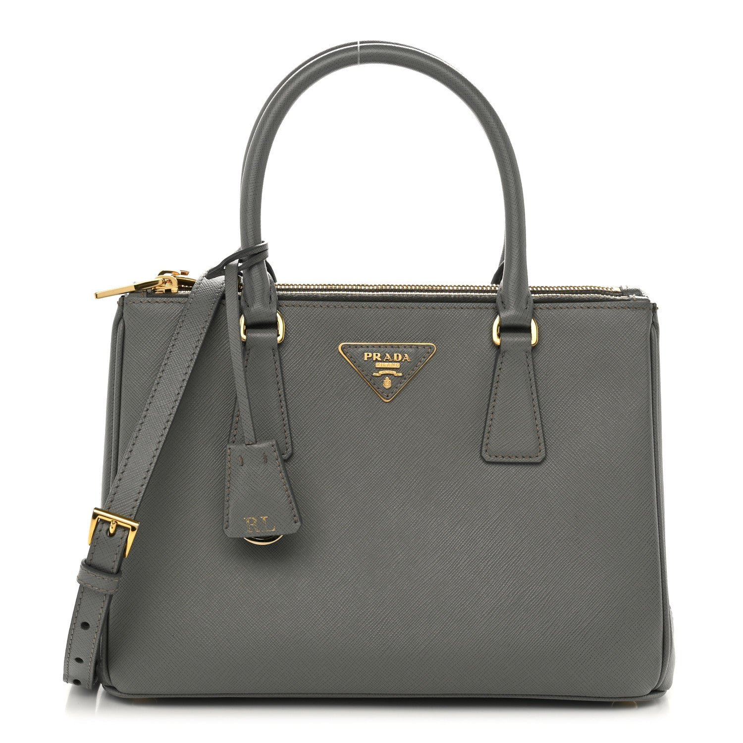 Prada Saffiano Lux Small Galleria Double Zip Tote Ardesia